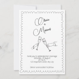 Invitación a una boda simple en blanco y negro