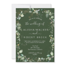 Invitación a una boda simple en blanco y verde sab
