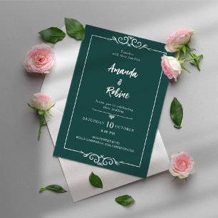 Invitación a una boda simple en la frontera verde