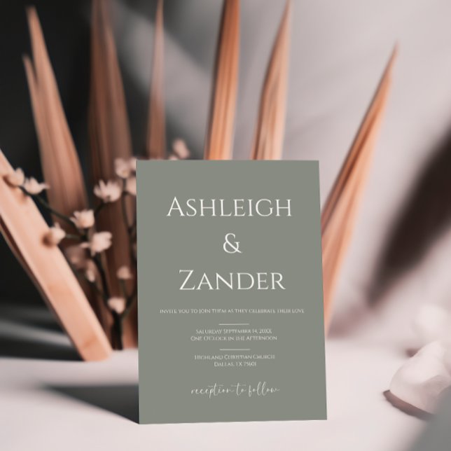 Invitación a una boda simple en verde sabio modern (Subido por el creador)