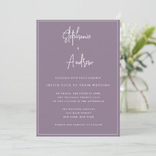 Invitación a una boda simple malva moderna