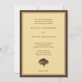 Invitación a una boda simple, marrón roble