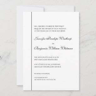 Invitación a una boda simple y elegante en blanco