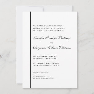 Invitación a una boda simple y elegante en blanco