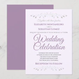 Invitación a una boda simple y gris púrpura y eleg