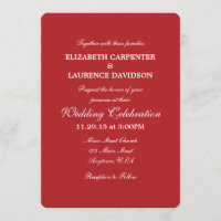 Invitación a una boda simple y llana roja