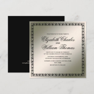 Invitación a una boda simple y moderna en negro y