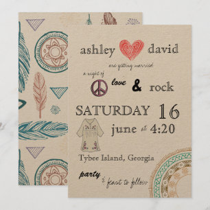 Invitación a una boda temática de los años 70