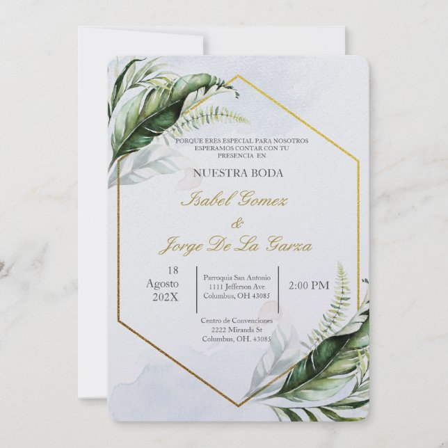 Invitación a una boda verde (Anverso)