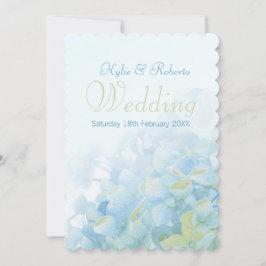Invitación a una boda verde azul floral Hydrangea