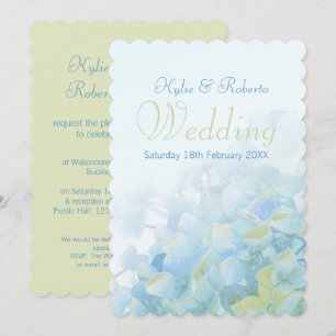 Invitación a una boda verde azul floral Hydrangea