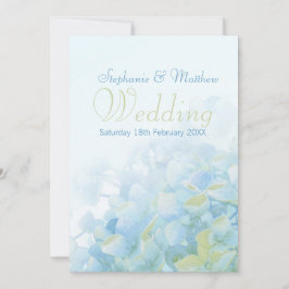 Invitación a una boda verde azul floral Hydrangea
