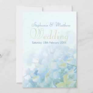 Invitación a una boda verde azul floral Hydrangea