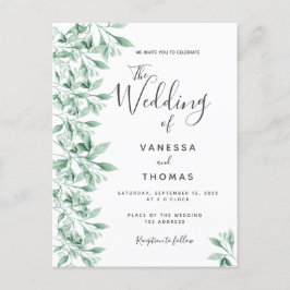 Invitación a una boda verde botánica