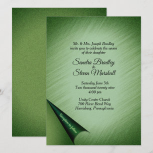 Invitación a una boda verde deslumbrante