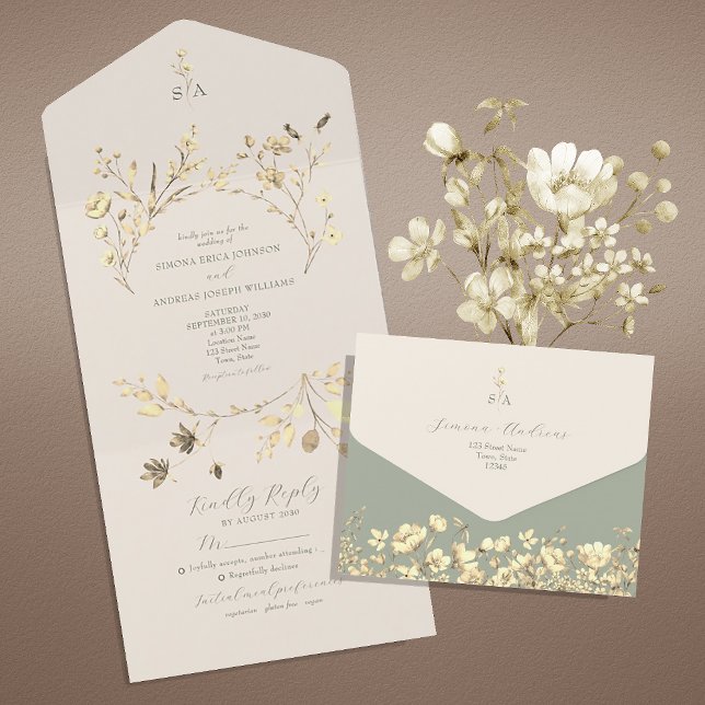 Invitación a una boda verde sage (Subido por el creador)