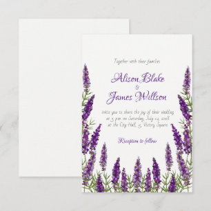 Invitación a una boda violeta de lavanda en Proven