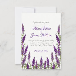 Invitación a una boda violeta de lavanda en Proven