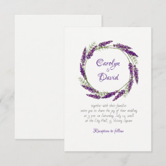 Invitación a una boda violeta de lavanda en Proven