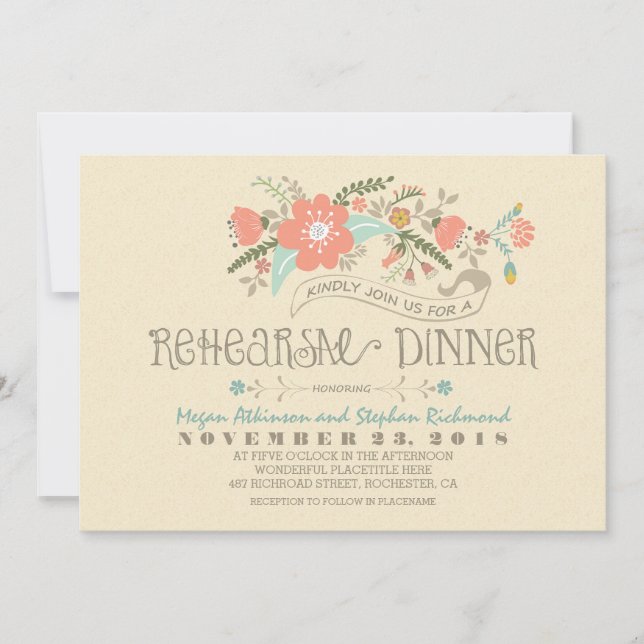 Invitación a una cena con un buen ensayo floral (Anverso)