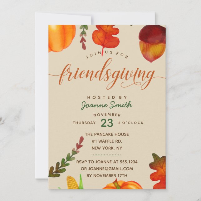 Invitación a una cena de ambiente amistoso (Anverso)