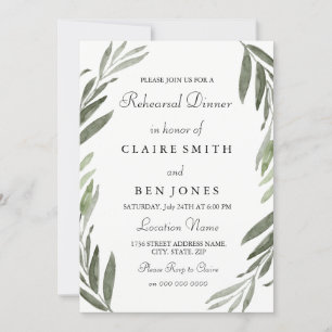Invitación a una cena de Boda de hojas verdes mode