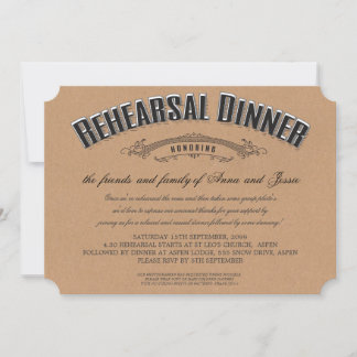 Invitación a una cena de Boda de tipografía rústic