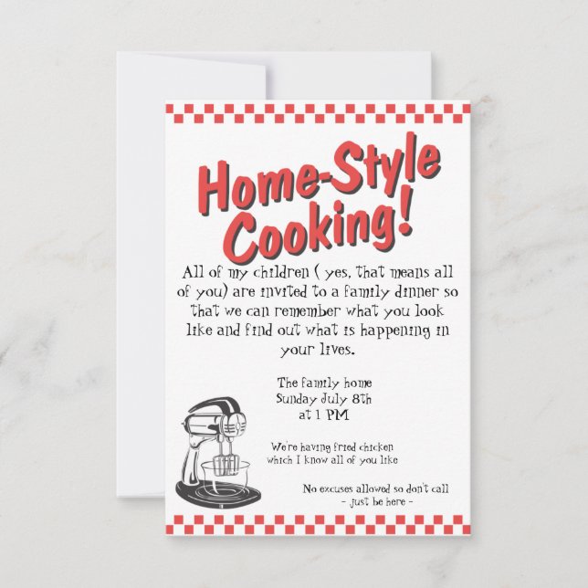 Invitación a una cena familiar muy necesaria (Anverso)