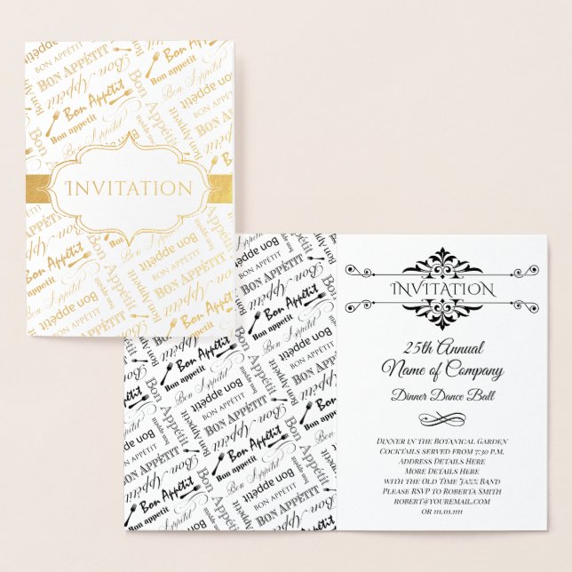 Invitación a una cena Fiesta Bon Appetit Francés (Demostración)