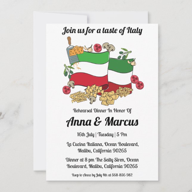invitación a una cena italiana moderna (Anverso)