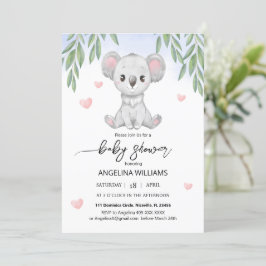 Invitación a una ducha de bebé con un lindo koala.