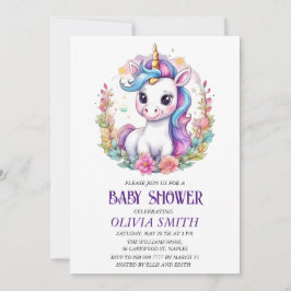 Invitación a una ducha de bebé de Unicornio