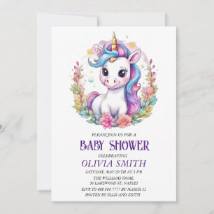 Invitación a una ducha de bebé de Unicornio