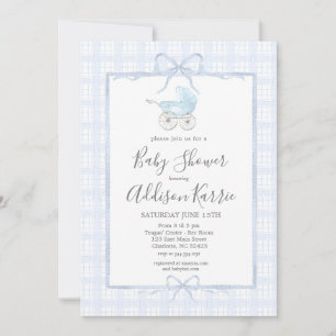 Invitación a una ducha de bebé en un carrito de be