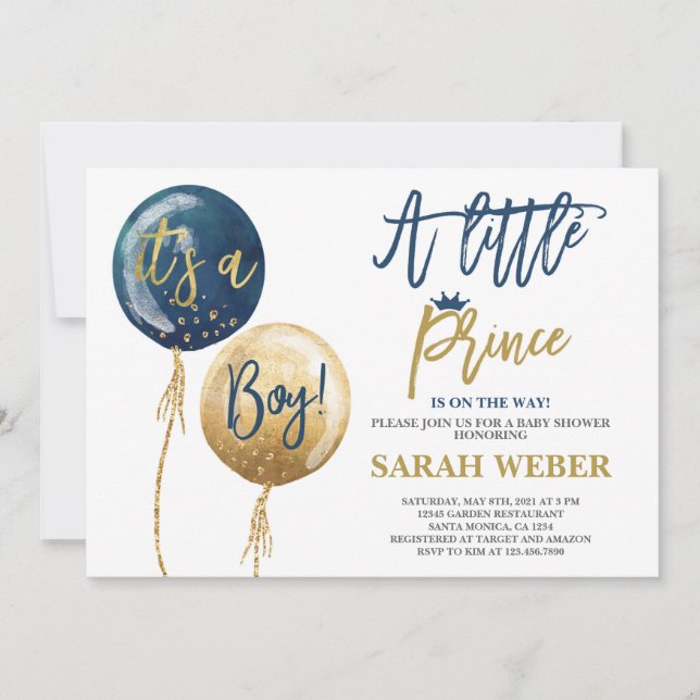 Invitación a una ducha de bebé en un principito (Anverso)