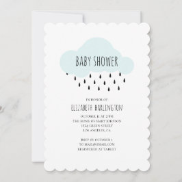 Invitación a una ducha de bebé. Nube azul