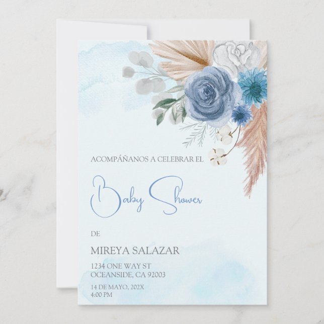 Invitación a una ducha de bebé para un niño boho (Anverso)