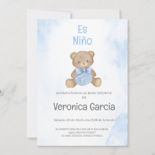 Invitación a una ducha de bebé para un niño osito