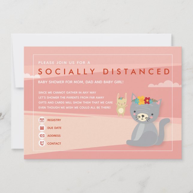 Invitación a una ducha de bebé socialmente distanc (Anverso)