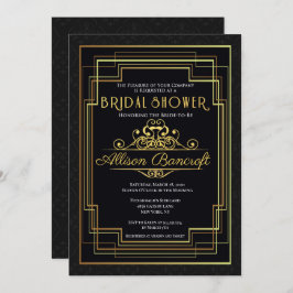 Invitación a una ducha de novia Art Deco de los añ