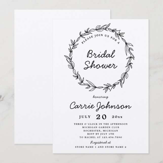 Invitación a una ducha de novia con coronas rusas (Anverso / Reverso)