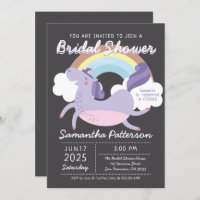 Invitación a una ducha de novia con unicornio en e