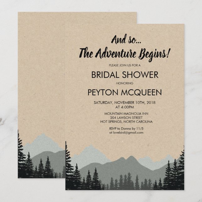 Invitación a una ducha de novia en un bosque rústi (Anverso / Reverso)