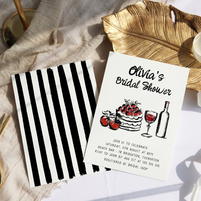 Invitación a una ducha de novia italiana con escrú (Subido por el creador)