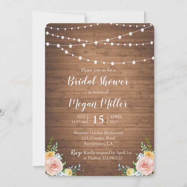 Invitación a una ducha de novia romántica y rusa (Anverso)