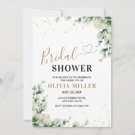 Invitación a una ducha de novia verde y elegante e