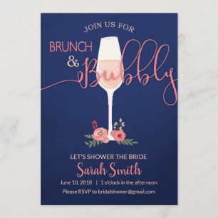 Invitación a una ducha de novias con brunch y bubb