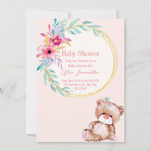 Invitación a una ducha para bebés para un chica co