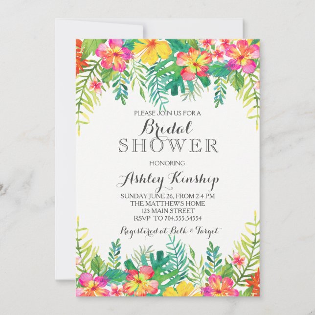 Invitación a una ducha tropical hawaiana (Anverso)