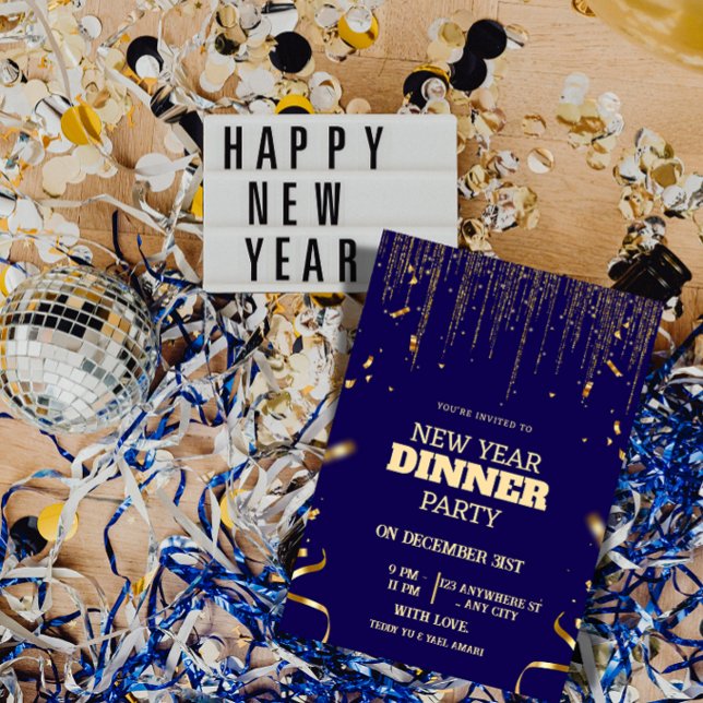 Invitación a una Elegante Cena de Nochevieja ("Your Elegant New Year's Eve Invitation")